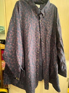 Purple Button-Up Shirt with Pink Floral Print